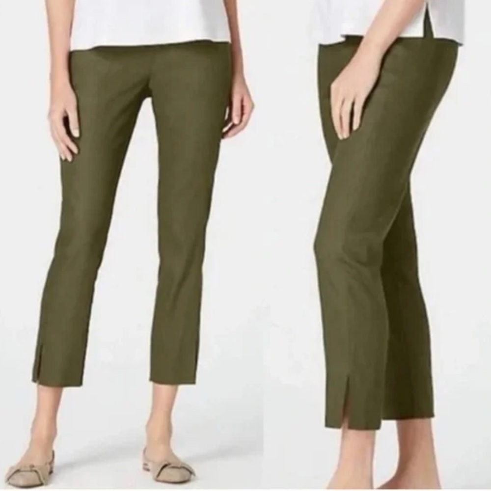 J. Jill olive green linen stretch pull-on pants - S